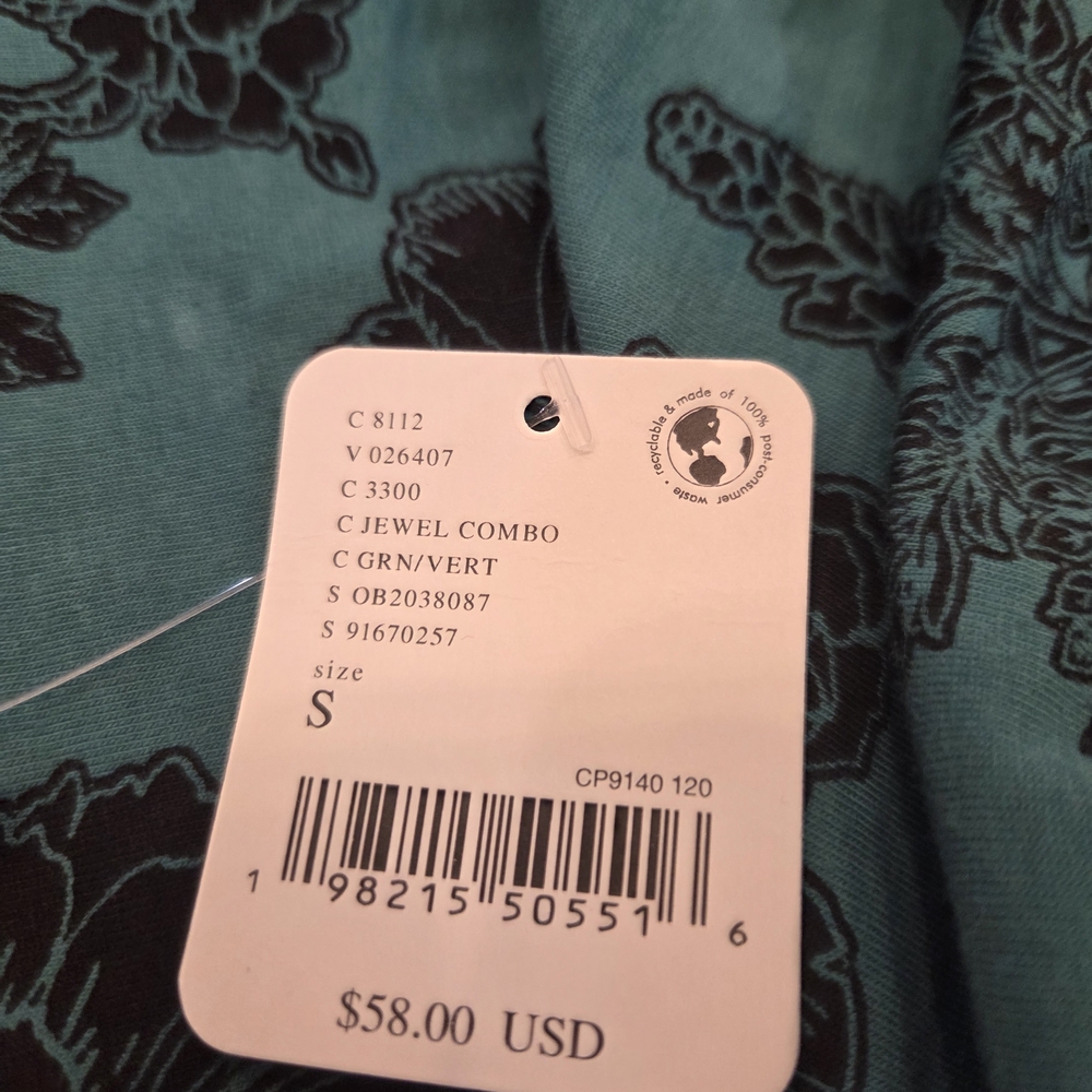 Free People Teal and Black Floral Tank Top - Picture 6 of 7